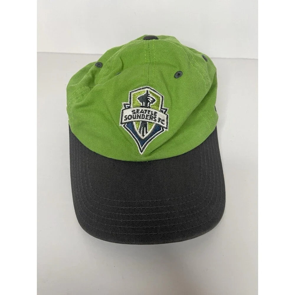 Adidas Seattle Sounders Lime Green Navy Hat Cap Youth